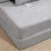 3 in 1 slaapstoel, opvouwbare slaapbank met bedfunctie, lendenkussen, relaxstoel in flanellook, chaise longue voor woonkamer, lichtgrijs 10