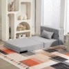 3 in 1 slaapstoel, opvouwbare slaapbank met bedfunctie, lendenkussen, relaxstoel in flanellook, chaise longue voor woonkamer, lichtgrijs 8