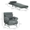 3 in 1 slaapstoel, slaapbank met bedfunctie, sierkussens, opklapbare relaxstoel met verstelbare rugleuning armleuning ligstoel in linnenlook, voor woonkamer, donkergrijs 4