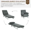 3 in 1 slaapstoel, slaapbank met bedfunctie, sierkussens, opklapbare relaxstoel met verstelbare rugleuning armleuning ligstoel in linnenlook, voor woonkamer, donkergrijs 5