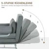 3 in 1 slaapstoel, slaapbank met bedfunctie, sierkussens, opklapbare relaxstoel met verstelbare rugleuning armleuning ligstoel in linnenlook, voor woonkamer, donkergrijs 6