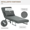 3 in 1 slaapstoel, slaapbank met bedfunctie, sierkussens, opklapbare relaxstoel met verstelbare rugleuning armleuning ligstoel in linnenlook, voor woonkamer, donkergrijs 7