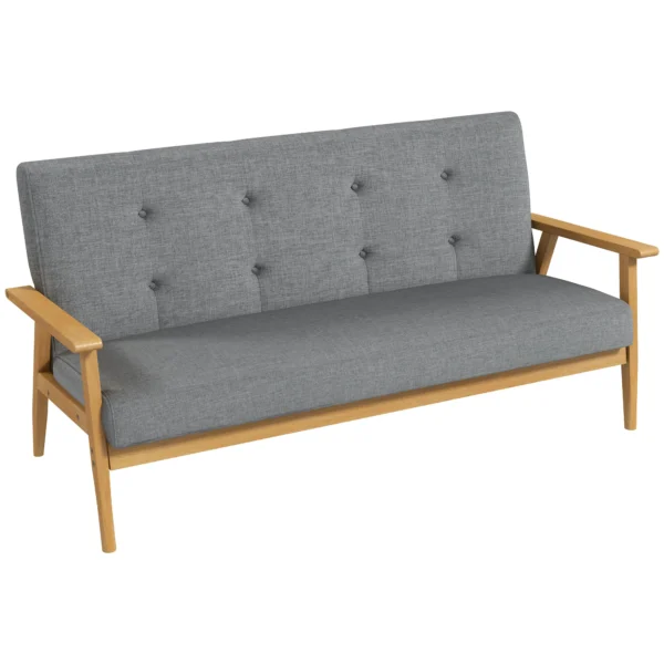 3 zits bank, bank met armleuningen, rugkussens, woonkamerbank met linnenlook, gestoffeerde bank voor woonkamer, slaapkamer 154,5 x 69,5 x 73 cm, donkergrijs 1