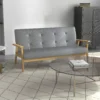 3 zits bank, bank met armleuningen, rugkussens, woonkamerbank met linnenlook, gestoffeerde bank voor woonkamer, slaapkamer 154,5 x 69,5 x 73 cm, donkergrijs 2