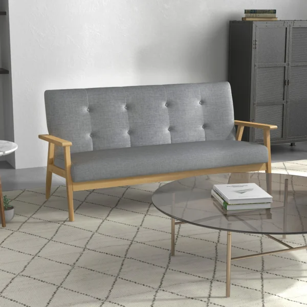 3 zits bank, bank met armleuningen, rugkussens, woonkamerbank met linnenlook, gestoffeerde bank voor woonkamer, slaapkamer 154,5 x 69,5 x 73 cm, donkergrijs 2
