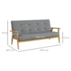 3 zits bank, bank met armleuningen, rugkussens, woonkamerbank met linnenlook, gestoffeerde bank voor woonkamer, slaapkamer 154,5 x 69,5 x 73 cm, donkergrijs 4