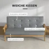3 zits bank, bank met armleuningen, rugkussens, woonkamerbank met linnenlook, gestoffeerde bank voor woonkamer, slaapkamer 154,5 x 69,5 x 73 cm, donkergrijs 5