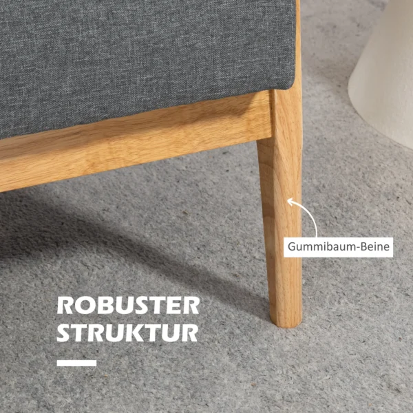 3 zits bank, bank met armleuningen, rugkussens, woonkamerbank met linnenlook, gestoffeerde bank voor woonkamer, slaapkamer 154,5 x 69,5 x 73 cm, donkergrijs 6