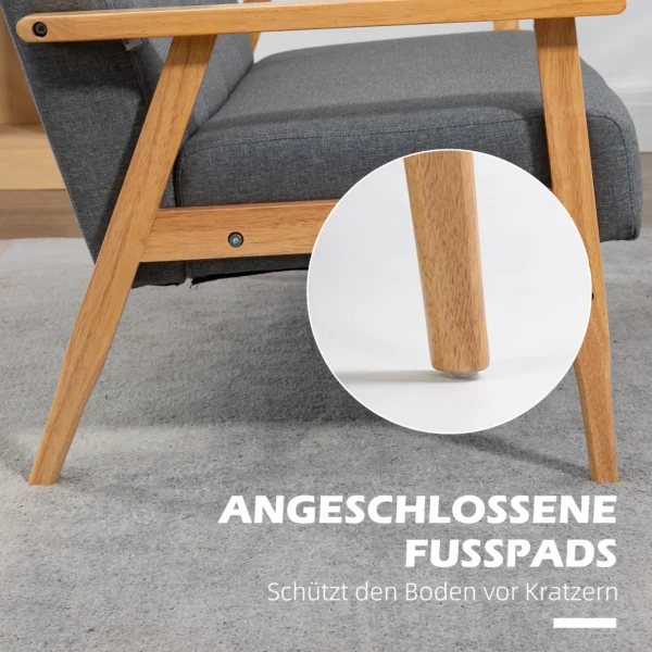 3 zits bank, bank met armleuningen, rugkussens, woonkamerbank met linnenlook, gestoffeerde bank voor woonkamer, slaapkamer 154,5 x 69,5 x 73 cm, donkergrijs 7