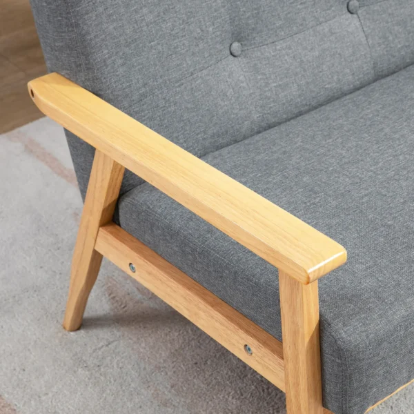 3 zits bank, bank met armleuningen, rugkussens, woonkamerbank met linnenlook, gestoffeerde bank voor woonkamer, slaapkamer 154,5 x 69,5 x 73 cm, donkergrijs 9
