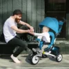 6 in 1 driewieler met duwstang, kinderdriewieler met afneembaar zonnedak, kussen, loopfiets met 5 punts veiligheidsgordel, mand, bekerhouder, voor 1 5 jaar kinderen, blauw 2