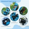 6 in 1 driewieler met duwstang, kinderdriewieler met afneembaar zonnedak, kussen, loopfiets met 5 punts veiligheidsgordel, mand, bekerhouder, voor 1 5 jaar kinderen, blauw 8