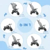 6 in 1 driewieler met duwstang, kinderdriewieler met afneembaar zonnedak, kussen, loopfiets met 5 punts veiligheidsgordel, mand, bekerhouder, voor 1 5 jaar kinderen, grijs 5
