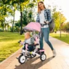 6 in 1 driewieler met duwstang, kinderdriewieler met afneembaar zonnedak, loopfiets met 5 punts veiligheidsgordel, mand, bekerhouder, voor 1 5 jaar kinderen, roze 2