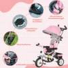 6 in 1 driewieler met duwstang, kinderdriewieler met afneembaar zonnedak, loopfiets met 5 punts veiligheidsgordel, mand, bekerhouder, voor 1 5 jaar kinderen, roze 7