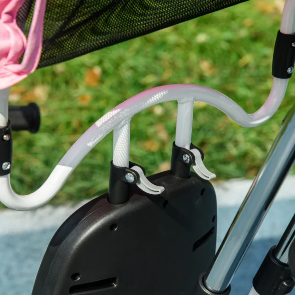 6 in 1 driewieler met duwstang, kinderdriewieler met afneembaar zonnedak, loopfiets met 5 punts veiligheidsgordel, mand, bekerhouder, voor 1 5 jaar kinderen, roze 9