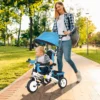 6 in 1 driewieler met duwstang, kinderdriewieler met afneembaar zonnedak, loopfiets met 5 punts veiligheidsgordel, mand, drankhouder, voor 1 5 jaar kinderen, blauw 2