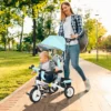 6 in 1 driewieler met duwstang, kinderdriewieler met afneembaar zonnedak, loopfiets met 5 punts veiligheidsgordel, mand, drankhouder, voor 1 5 jaar kinderen, groen 2