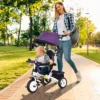 6 in 1 driewieler met duwstang, kinderdriewieler met afneembaar zonnedak, loopfiets met 5 punts veiligheidsgordel, mand, drankhouder, voor 1 5 jaar kinderen, paars 2