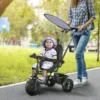 6 in 1 driewieler met duwstang, kinderdriewieler met afneembaar zonnedak, verstelbaar loopwiel met bekerhouder, mand, voor 1 5 jaar kinderen, donkerblauw 2