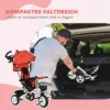6 in 1 driewieler met duwstang, kinderdriewieler met veiligheidsgordel, opvouwbaar, afneembaar zonnedak, drankhouder, mand, pedaal, tot 25 kg, voor 1 5 jaar kinderen, rood 6