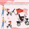 6 in 1 driewieler met duwstang, kinderdriewieler met veiligheidsgordel, opvouwbaar, afneembaar zonnedak, drankhouder, mand, pedaal, tot 25 kg, voor 1 5 jaar kinderen, rood 7