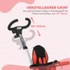 6 in 1 driewieler met duwstang, kinderdriewieler met veiligheidsgordel, opvouwbaar, afneembaar zonnedak, drankhouder, mand, pedaal, tot 25 kg, voor 1 5 jaar kinderen, rood 8