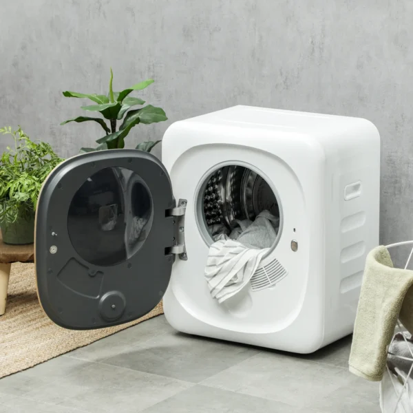 Afvoerdroger 4 kg wasdroger met desinfectie, ontgeuring, slimme modus, droger met roestvrijstalen bak, voorlader, voor appartement, huis, campers, wit 10