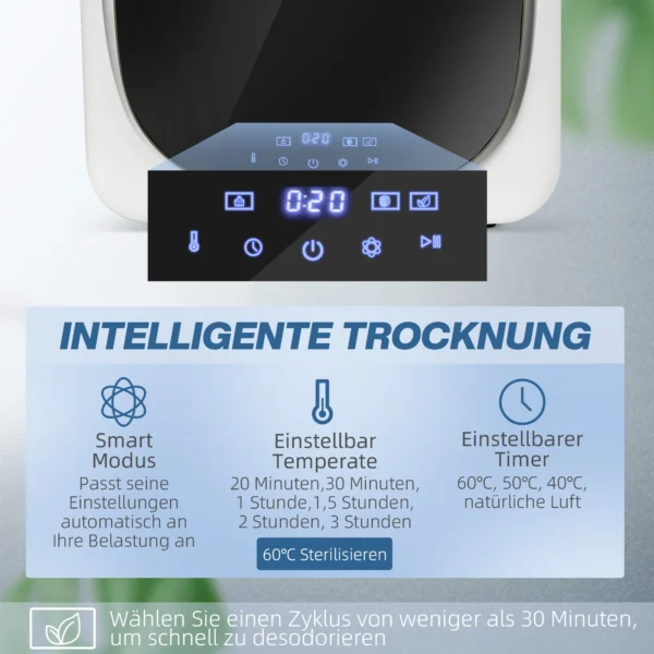 Afvoerdroger 4 kg wasdroger met desinfectie, ontgeuring, slimme modus, droger met roestvrijstalen bak, voorlader, voor appartement, huis, campers, wit 5