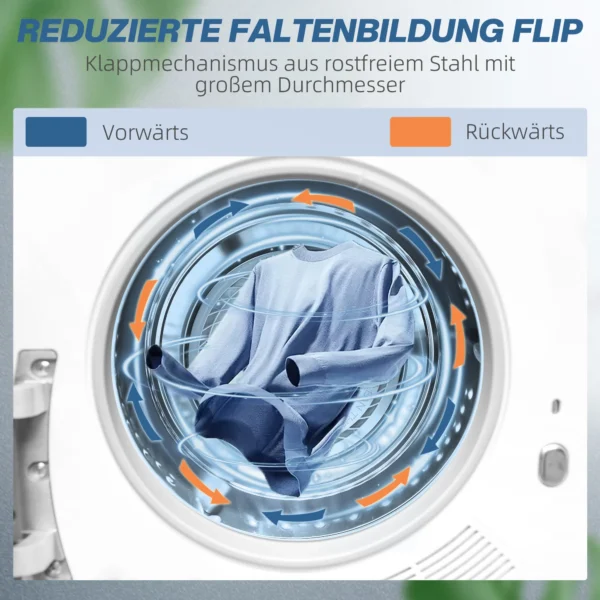 Afvoerdroger 4 kg wasdroger met desinfectie, ontgeuring, slimme modus, droger met roestvrijstalen bak, voorlader, voor appartement, huis, campers, wit 7
