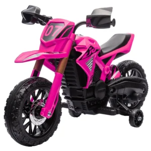 Aiyaplay 12v elektrische kinder motorfiets, kinderfiets met trainingswielen, tot 3 km/u, elektrische motorfiets met claxon en startgeluid, kinderrijtuig voor 3 8 jaar oude kinderen, max. 30 kg, roze 1
