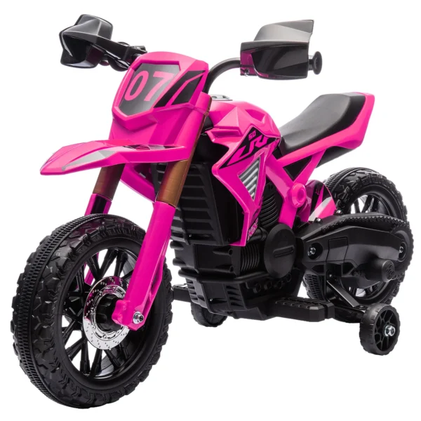 Aiyaplay 12v elektrische kinder motorfiets, kinderfiets met trainingswielen, tot 3 km/u, elektrische motorfiets met claxon en startgeluid, kinderrijtuig voor 3 8 jaar oude kinderen, max. 30 kg, roze 1