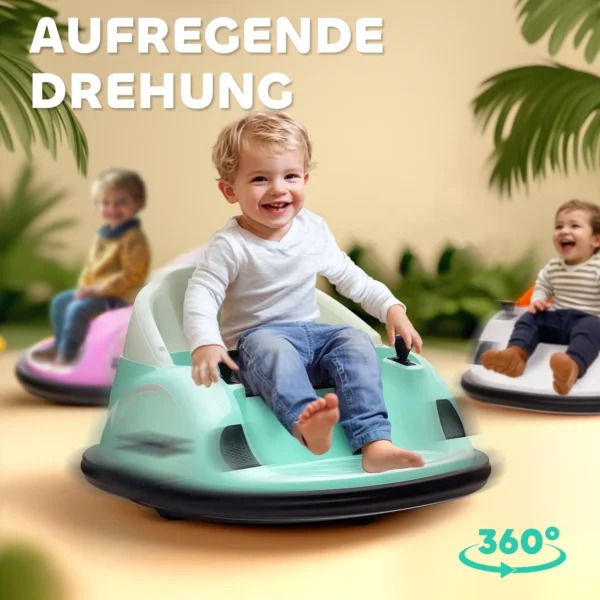 Aiyaplay 12v kinder autoscooter met 2,4 g afstandsbediening, elektrische bumper met muziek en lichtjes, 2 km/u, kinder elektrische auto met 360° rotatie, voor 1,5 5 jaar, groen 5