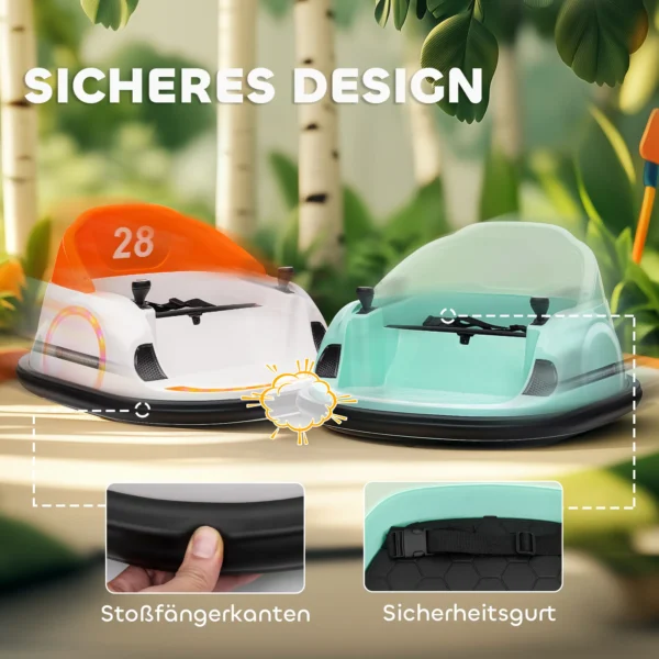Aiyaplay 12v kinder autoscooter met 2,4 g afstandsbediening, elektrische bumper met muziek en lichtjes, 2 km/u, kinder elektrische auto met 360° rotatie, voor 1,5 5 jaar, groen 8