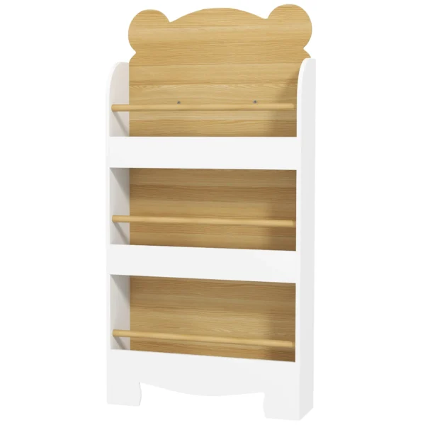 Aiyaplay kinderboekenkast met 3 planken houten opbergrek speelgoedrek voor speelgoed boeken vrijstaand rek kinderkamerrek voor kinderkamer speelkamer 55x15x110cm wit 1