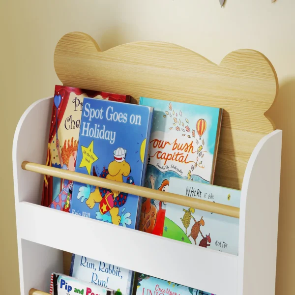 Aiyaplay kinderboekenkast met 3 planken houten opbergrek speelgoedrek voor speelgoed boeken vrijstaand rek kinderkamerrek voor kinderkamer speelkamer 55x15x110cm wit 10