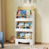 Aiyaplay kinderboekenkast met 3 planken houten opbergrek speelgoedrek voor speelgoed boeken vrijstaand rek kinderkamerrek voor kinderkamer speelkamer 55x15x110cm wit 2