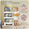 Aiyaplay kinderboekenkast met 3 planken houten opbergrek speelgoedrek voor speelgoed boeken vrijstaand rek kinderkamerrek voor kinderkamer speelkamer 55x15x110cm wit 5