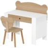 Aiyaplay kinderbureauset met tafelblad & lade kinder bureau en stoel met beer vorm leerling bureau kindertafel jeugdbureau voor jongens & meisjes natuurhout 1