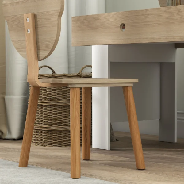 Aiyaplay kinderbureauset met tafelblad & lade kinder bureau en stoel met beer vorm leerling bureau kindertafel jeugdbureau voor jongens & meisjes natuurhout 9