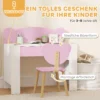 Aiyaplay kinderbureauset met tafelblad & lade kinder bureau en stoel met beer vorm leerling bureau kindertafel jeugdbureau voor jongens & meisjes roze 8
