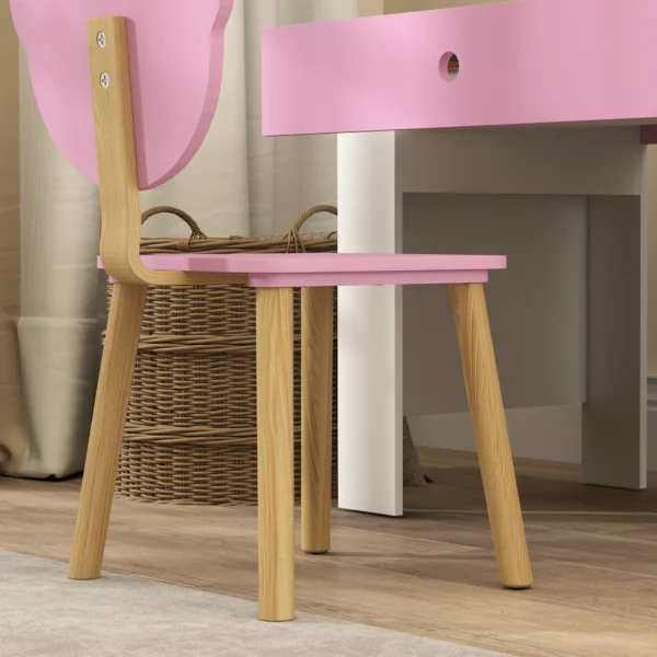 Aiyaplay kinderbureauset met tafelblad & lade kinder bureau en stoel met beer vorm leerling bureau kindertafel jeugdbureau voor jongens & meisjes roze 9