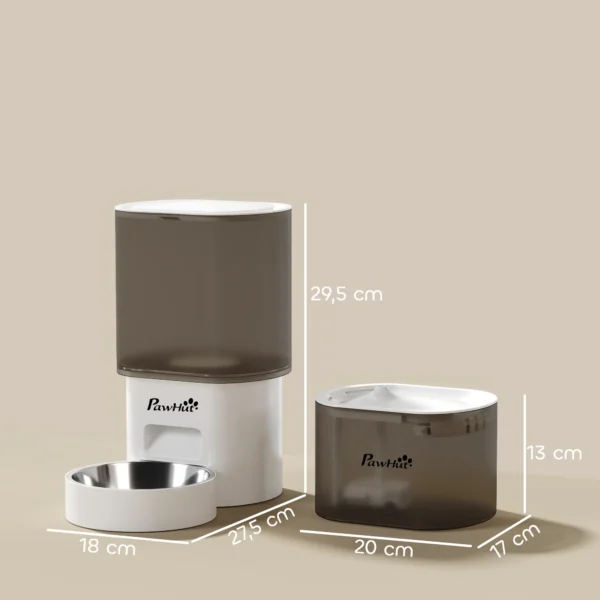 Automatische voederautomaat en 2,5 l waterdispenser voor honden, katten kattenvoer en waterdispenser set voederautomaat reisvoederautomaat voor kleine honden katten huisdieren wit 4