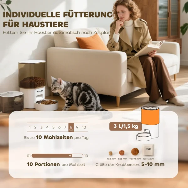 Automatische voederautomaat en 2,5 l waterdispenser voor honden, katten kattenvoer en waterdispenser set voederautomaat reisvoederautomaat voor kleine honden katten huisdieren wit 5