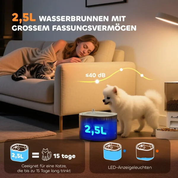 Automatische voederautomaat en 2,5 l waterdispenser voor honden, katten kattenvoer en waterdispenser set voederautomaat reisvoederautomaat voor kleine honden katten huisdieren wit 6