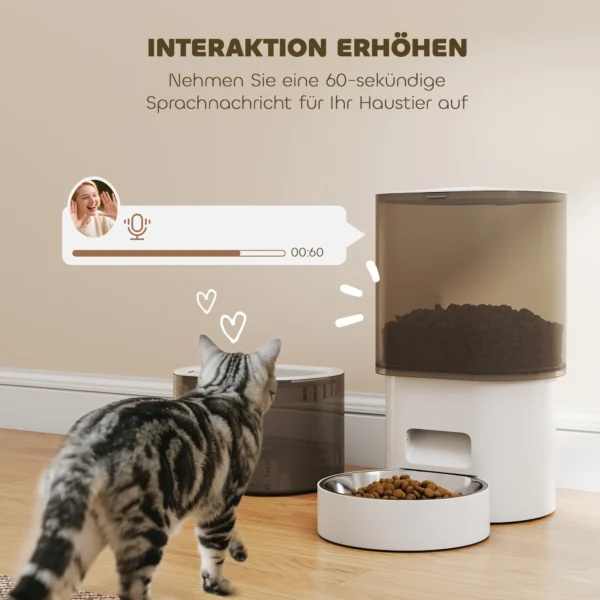 Automatische voederautomaat en 2,5 l waterdispenser voor honden, katten kattenvoer en waterdispenser set voederautomaat reisvoederautomaat voor kleine honden katten huisdieren wit 8