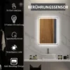 Badkamerspiegel met verlichting 70 x 50 cm led spiegel met geheugenfunctie wandspiegel met touchschakelaar, condensvrije lichtspiegel met 3 lichtkleuren wit 5