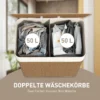 Bamboe wasmand met deksel 100 l wasverzamelaar met touwhandvatten, uitneembare waszak, wasmanden was sorteerder voor wasruimte slaapkamer badkamer bruin 5