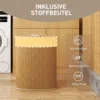 Bamboe wasmand met deksel 55 l hoek wasverzamelaar met uitneembare waszak, wasbox wasmanden voor badkamer wasruimte slaapkamer bruin 7