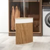 Bamboe wasmand met deksel 55 l hoek wasverzamelaar met uitneembare waszak, wasbox wasmanden voor badkamer wasruimte slaapkamer bruin 8